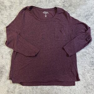 GAP Linen Blend Shirt Womens Large Maroon Long Sleeve Lightweight Casual Top